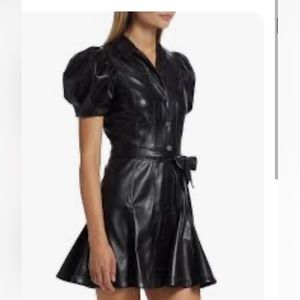 Alice & olivia Ofra black vegan leather dress size 2 NWT